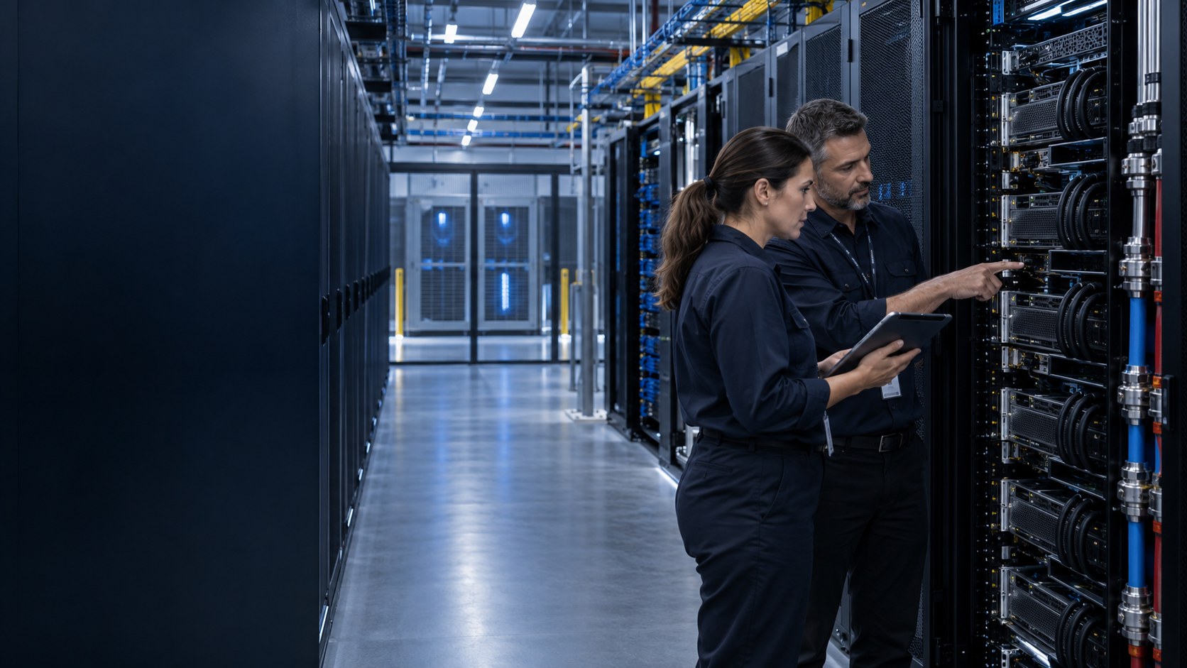 Engineers working with data-centre infrastructure that can support private cloud AI and GPU workloads