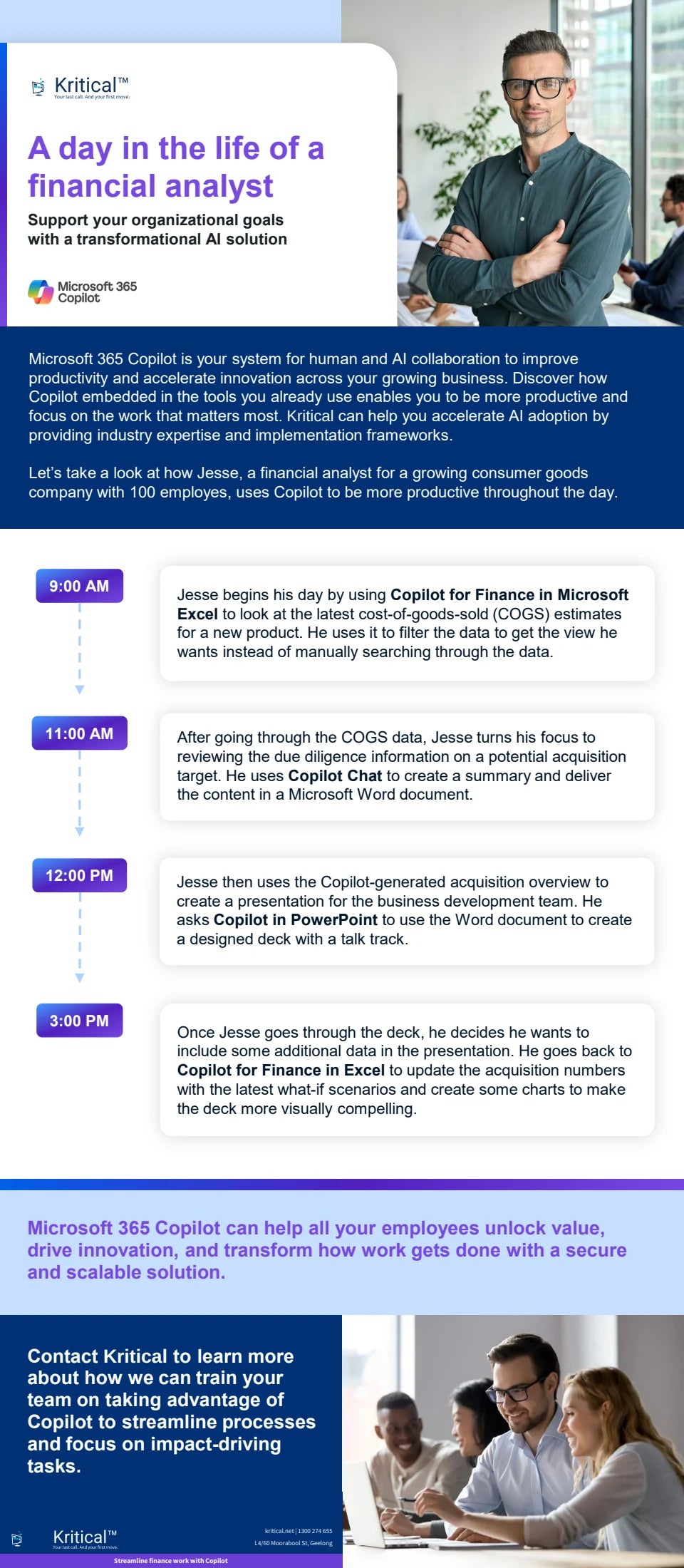 Cover of the Copilot for Finance day-in-the-life guide